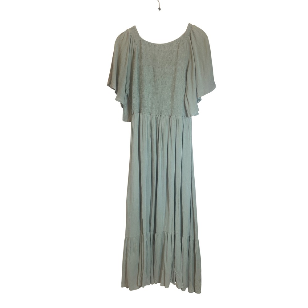 Baltic Born Sage Green Smocked Flutter Sleeve Maxi Dress Large NWT ILD2448-M - Picture 3 of 5